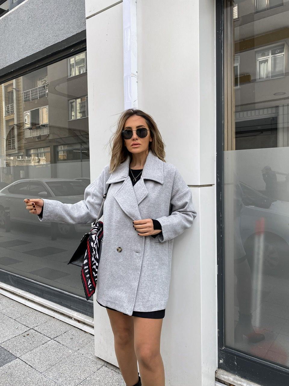 Gri Kaşe Oversize Ceket