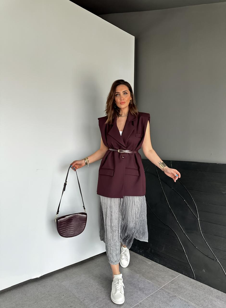 Gri Kraşlı Saten Etek