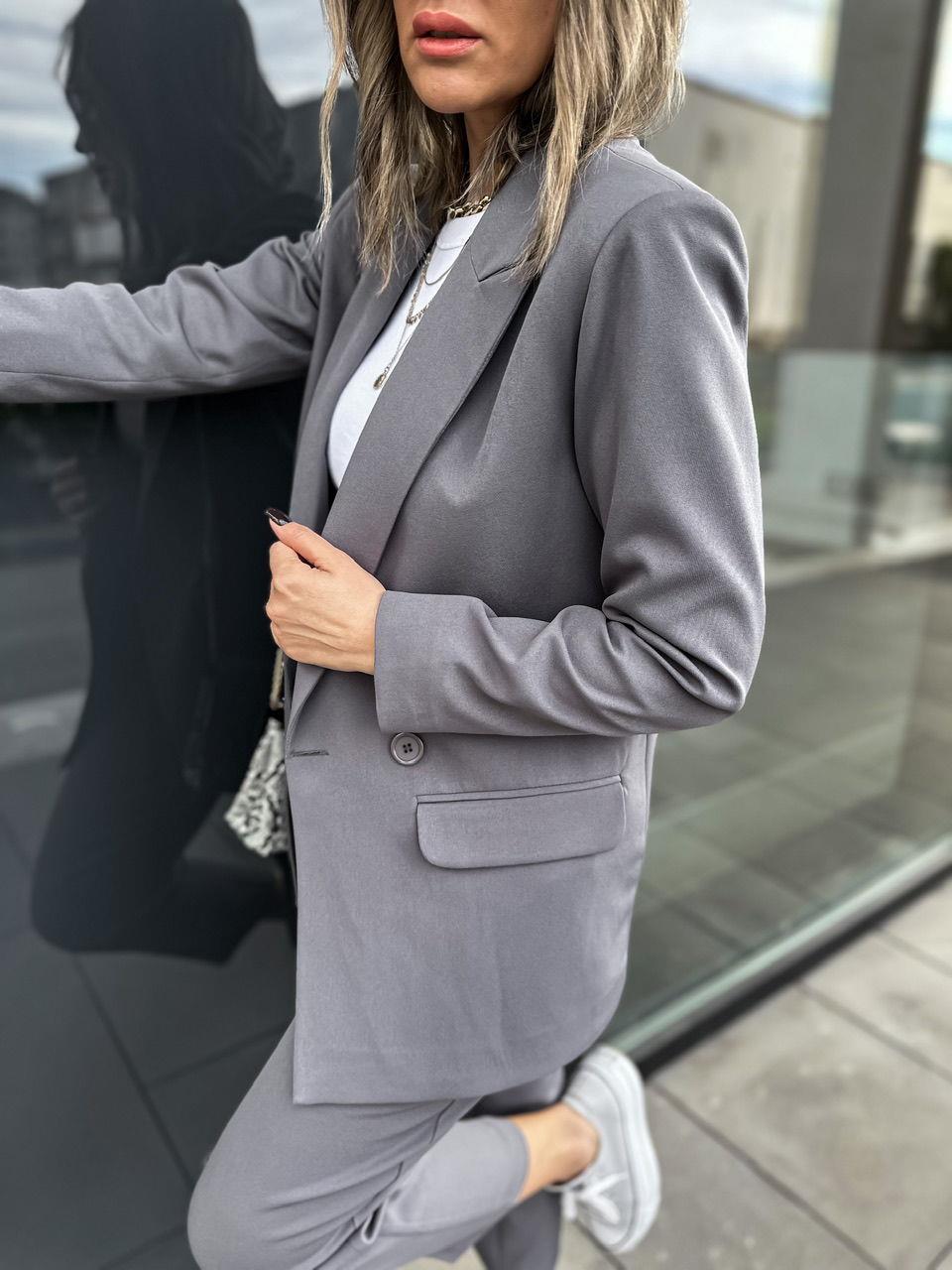 Gri Kruvaze Blazer Ceket