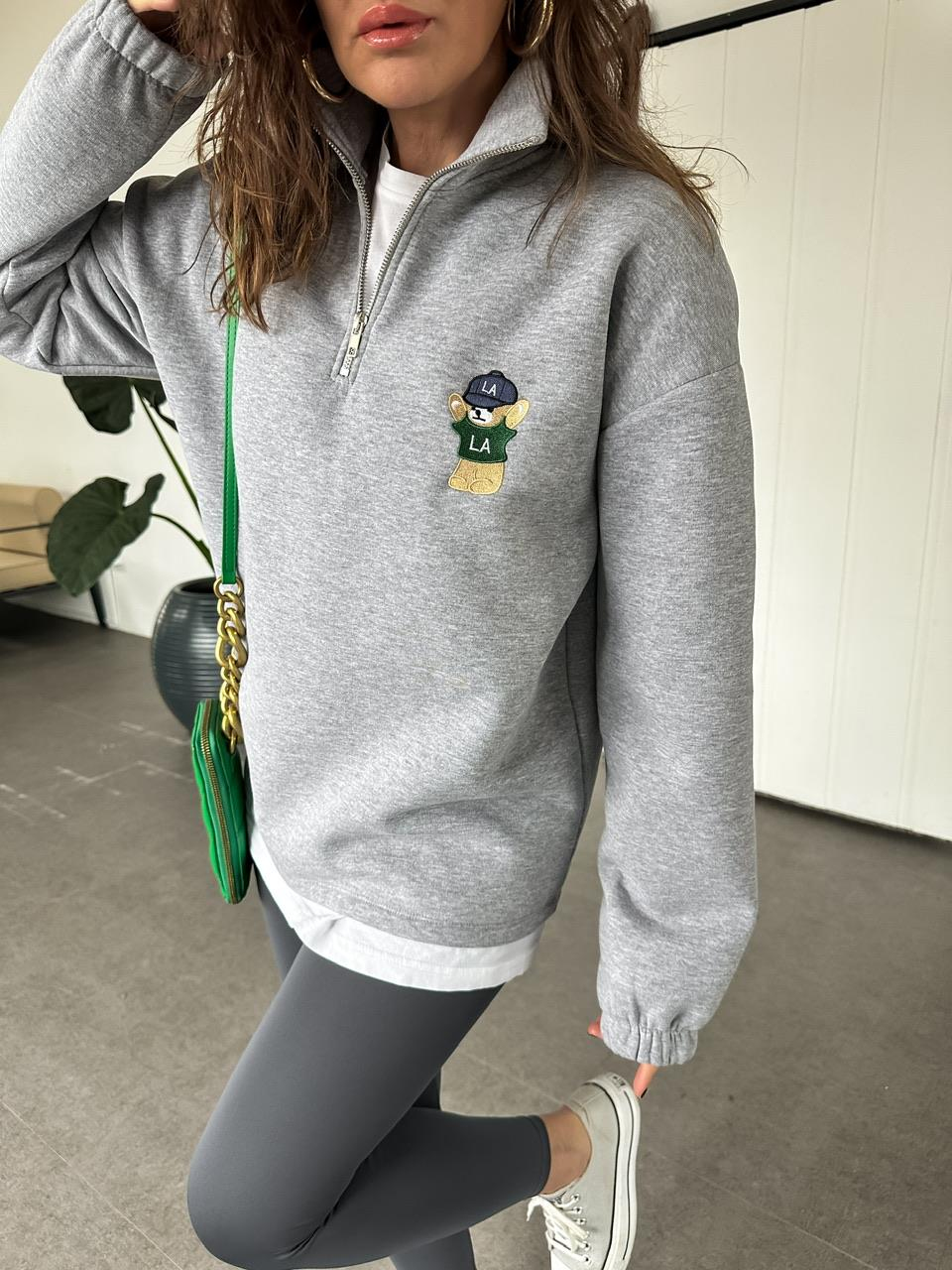 Gri LA Ayıcıklı Sweatshirt