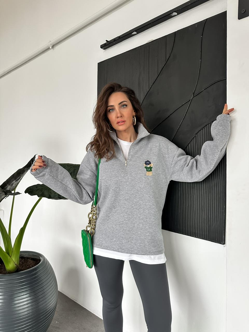 Gri LA Ayıcıklı Sweatshirt
