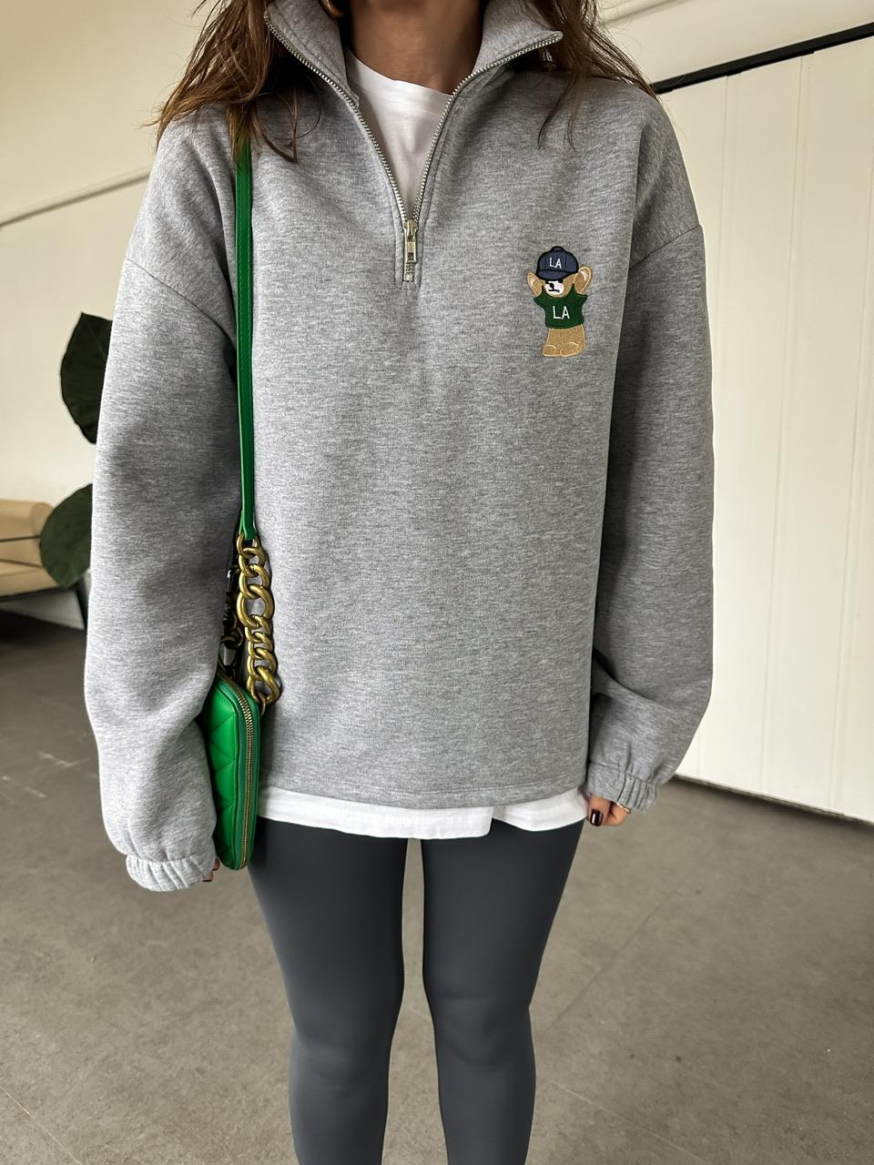 Gri LA Ayıcıklı Sweatshirt