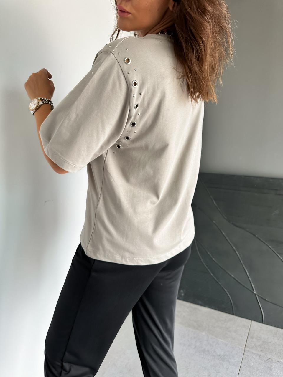 Gri Omuzları Kuş Gözü Tshirt