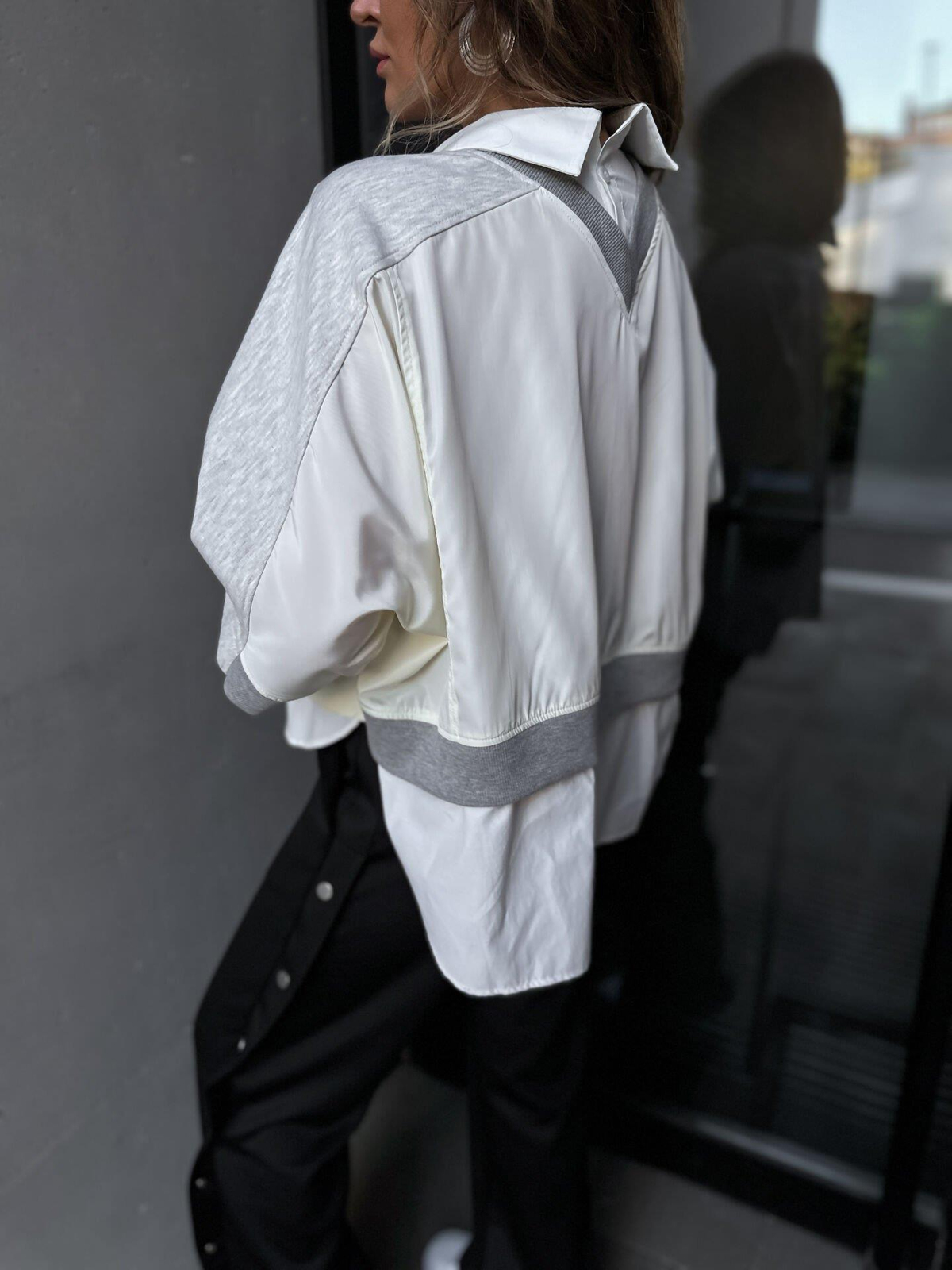 Gri Paraşüt Detaylı Tasarım Sweatshirt