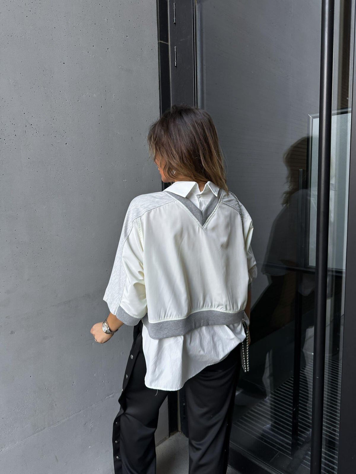 Gri Paraşüt Detaylı Tasarım Sweatshirt