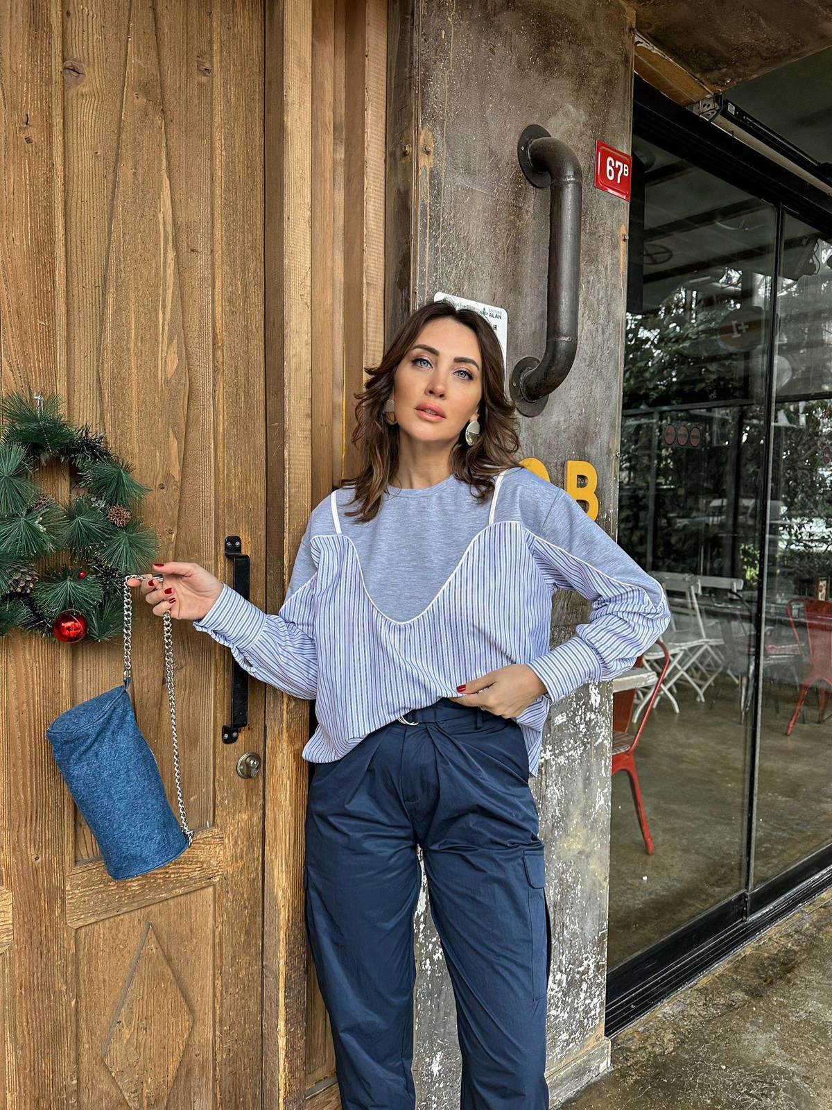 Gri Poplin Detaylı Sweatshirt