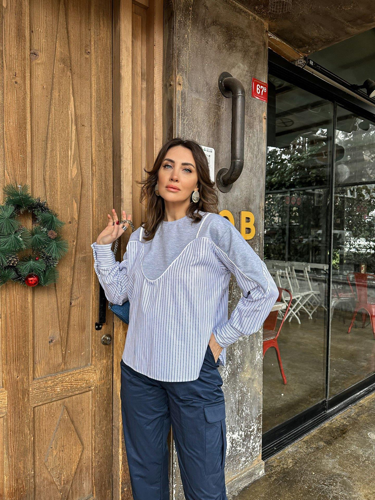 Gri Poplin Detaylı Sweatshirt
