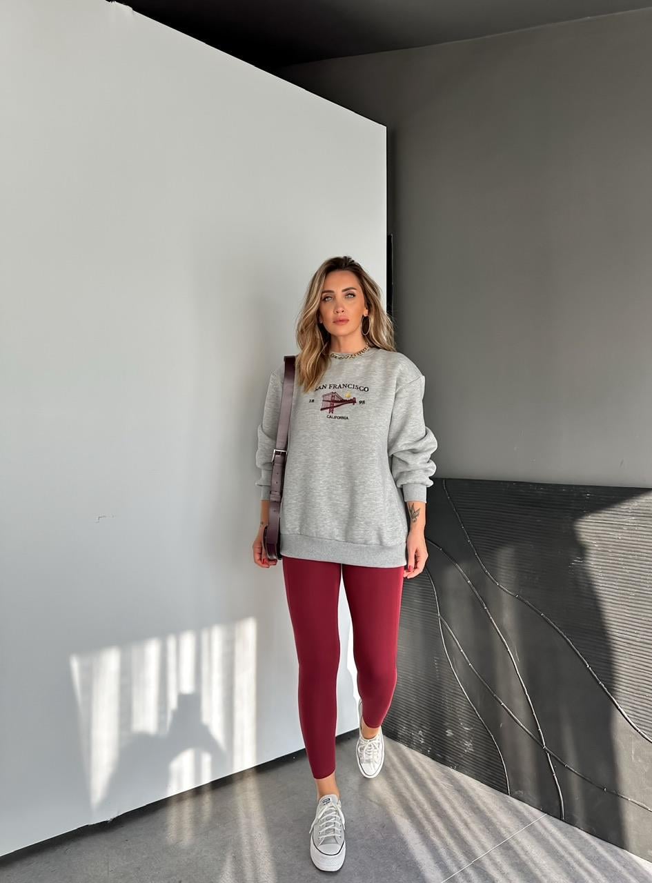 Gri Sırtı Fermuarlı Sweatshirt