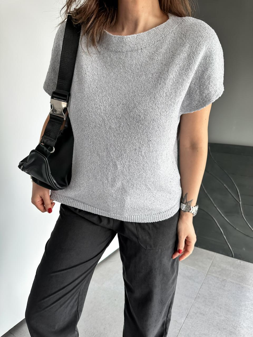 Gri Yarasa Kol Yumuşak Dokulu Tshirt