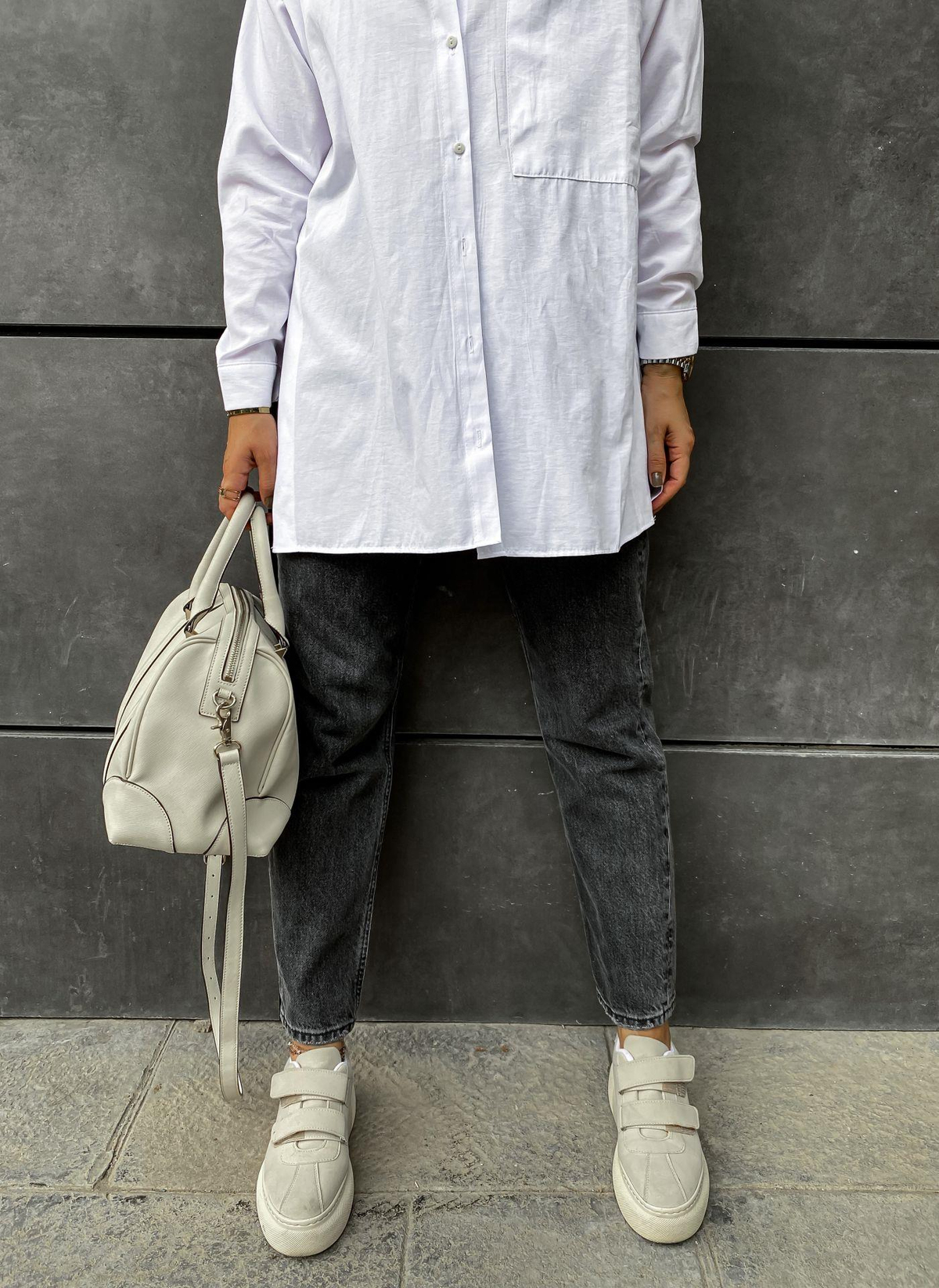 Gri Yüksek Bel Basic Jean
