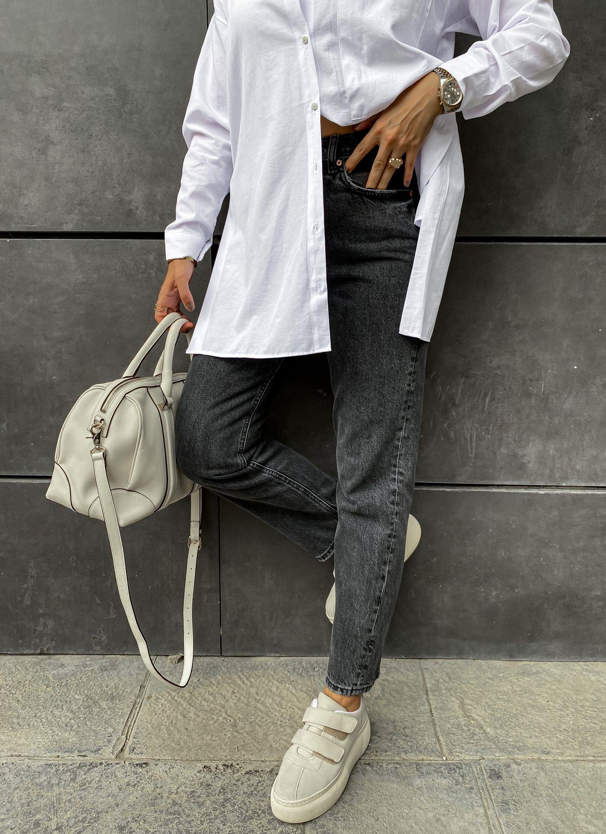 Gri Yüksek Bel Basic Jean