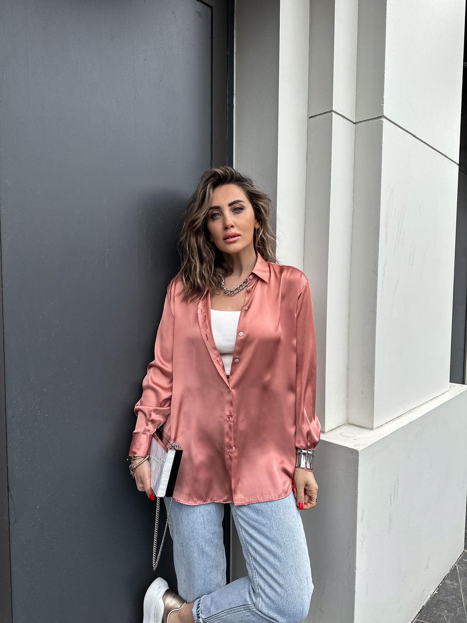 Gül Kurusu Saten Gömlek
