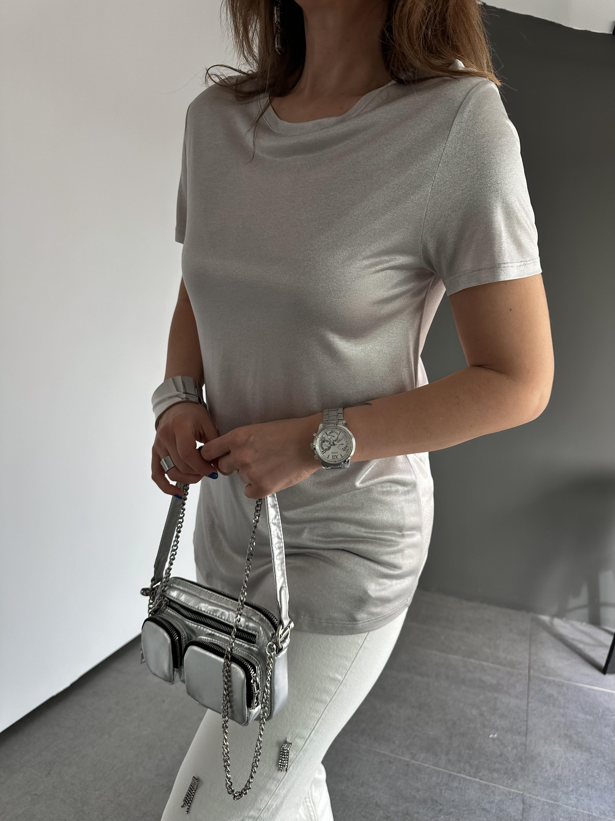 Gümüş Bisiklet Yaka Premium Tshirt