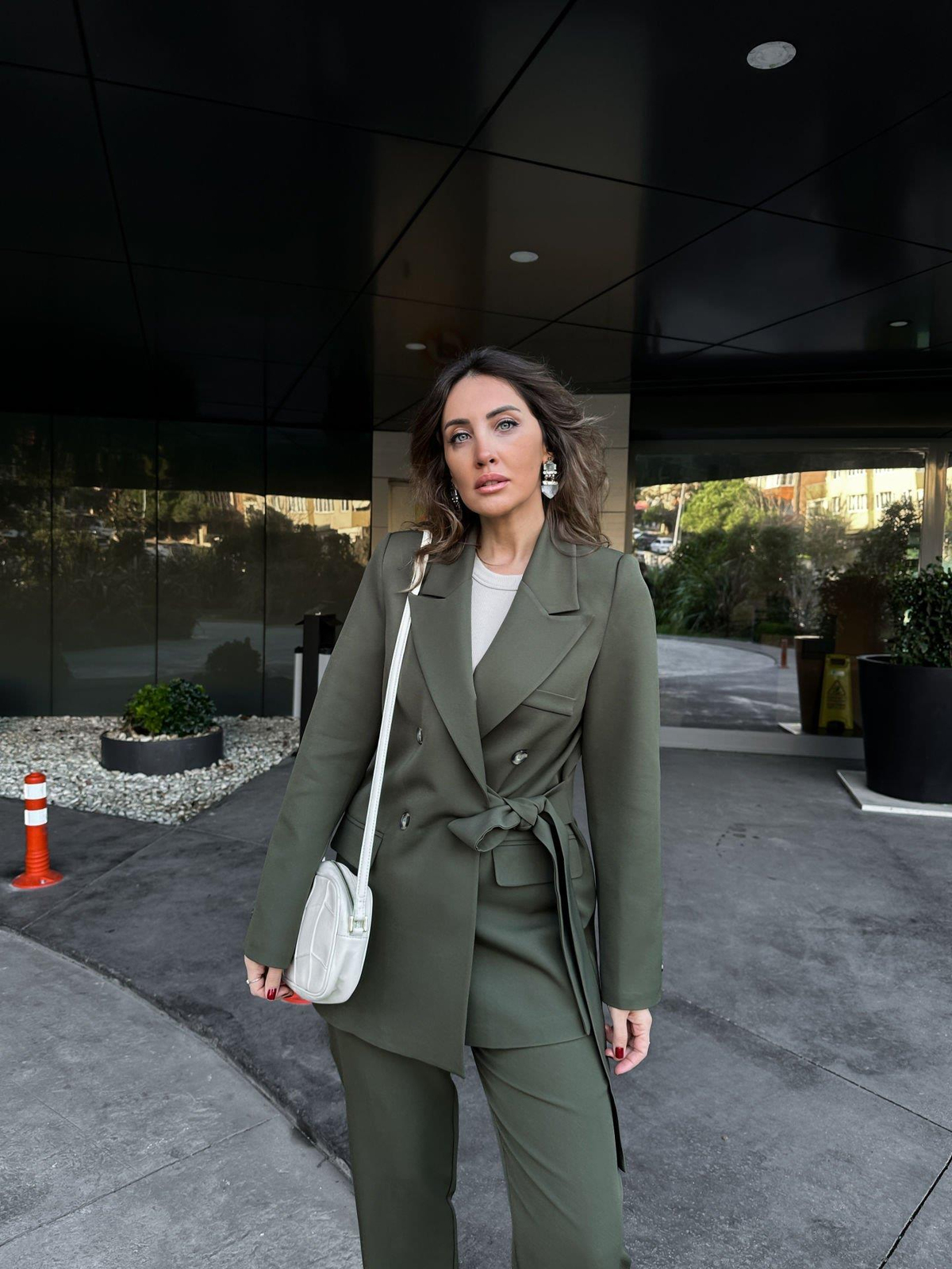 Haki Bağlamalı Ceket Pantolon Takım
