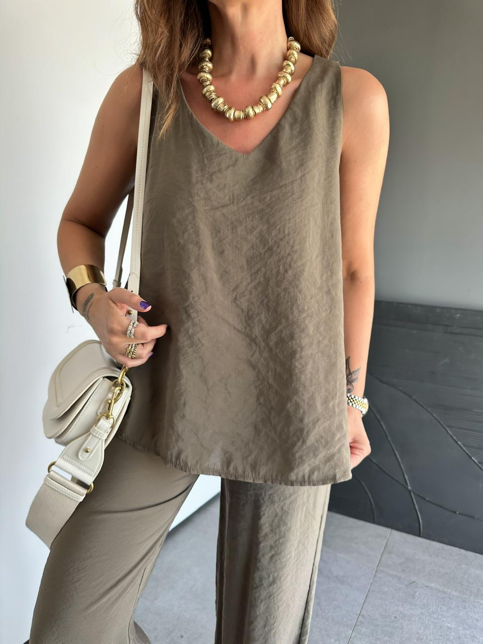 Haki Bluz Pantolon Soft Takım
