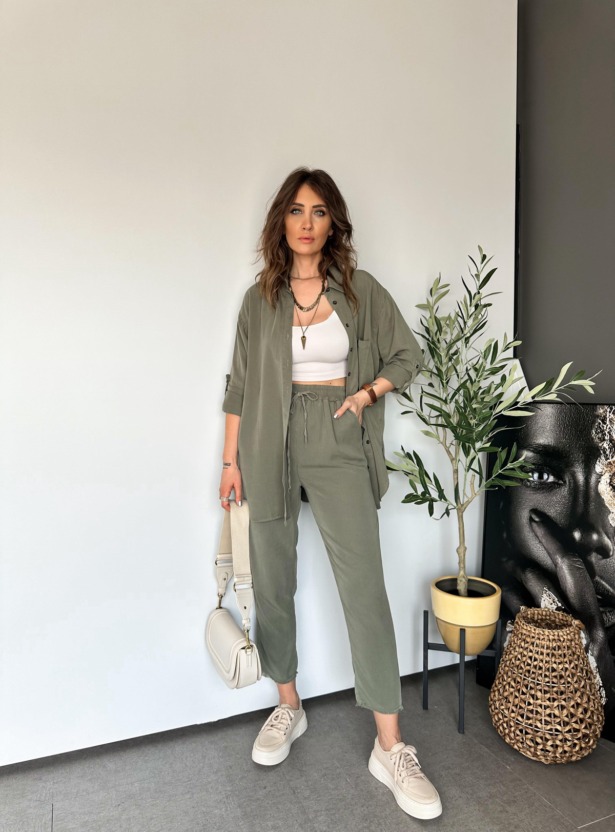 Haki Gömlekli Cotton Takım