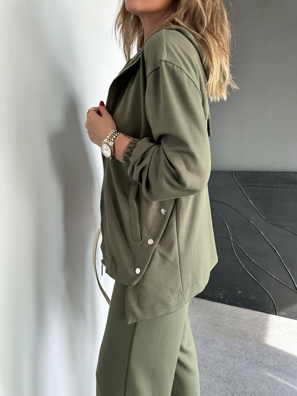 Haki Kapşonlu Cıtcıtlı Modal Takım