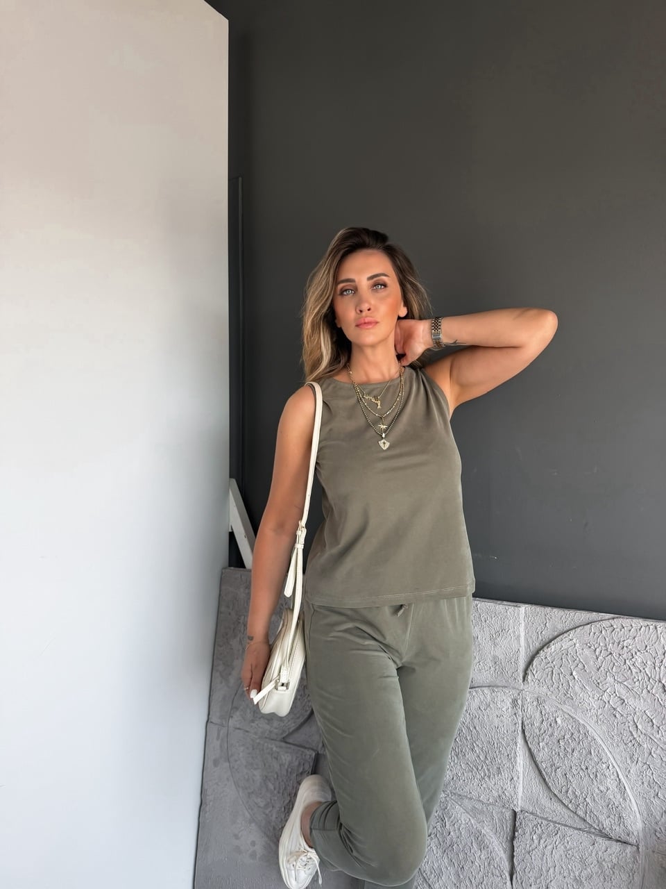 Haki Sıfır Kol Pike Basic Takım