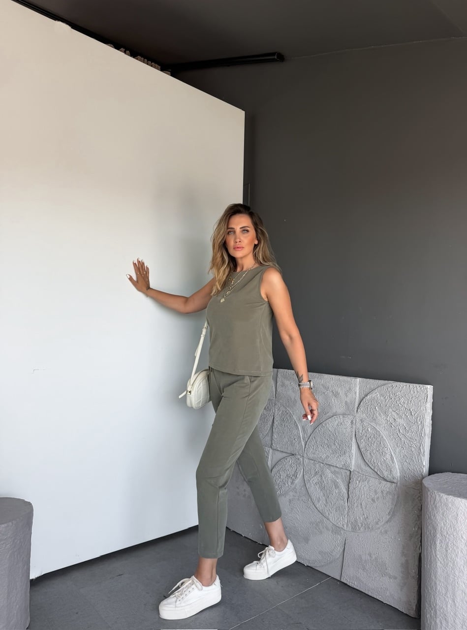 Haki Sıfır Kol Pike Basic Takım