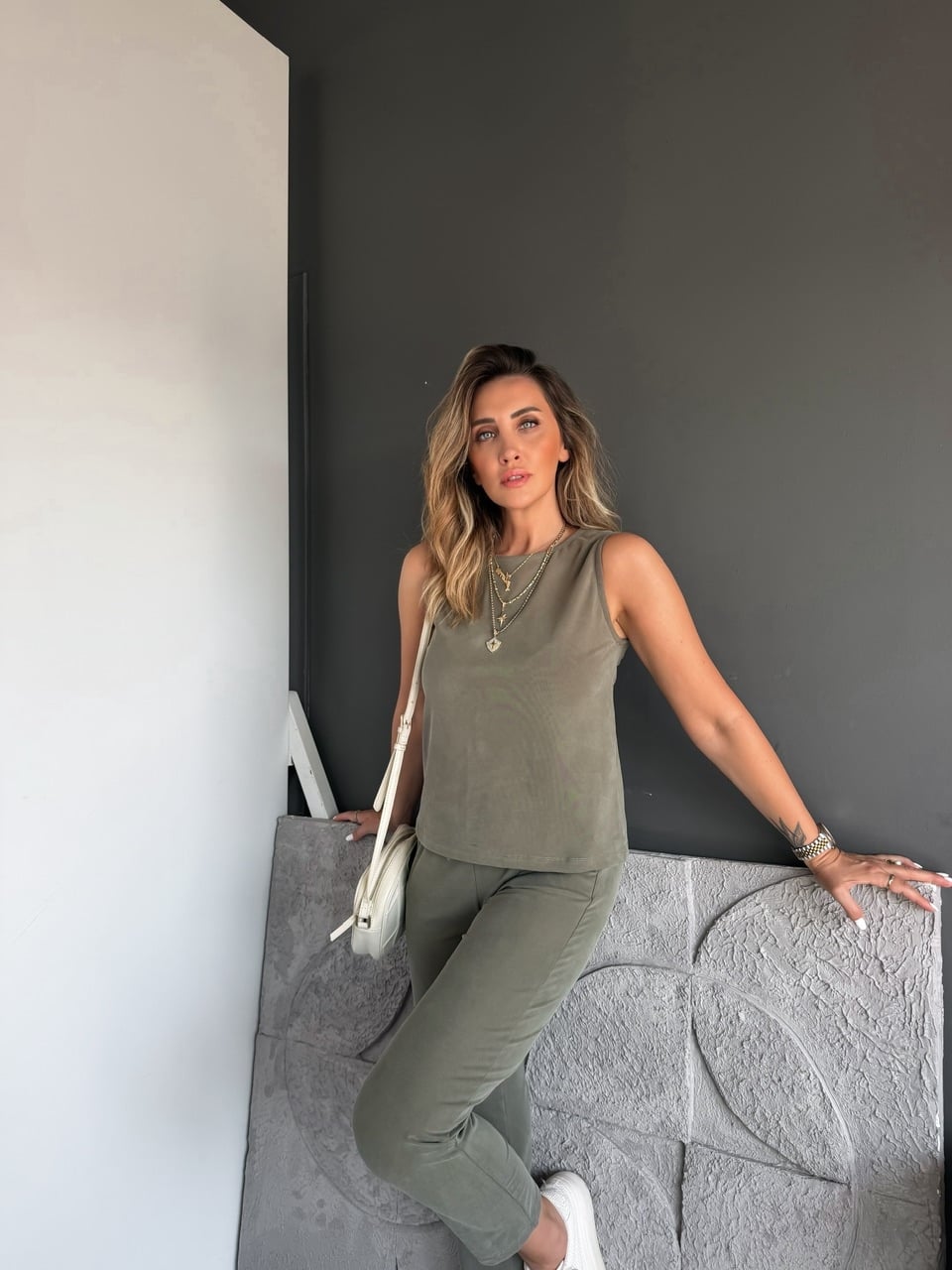Haki Sıfır Kol Pike Basic Takım