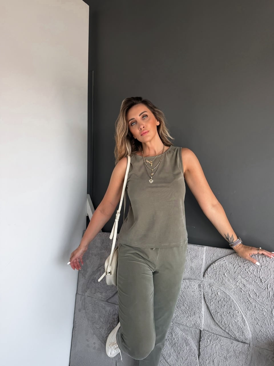 Haki Sıfır Kol Pike Basic Takım