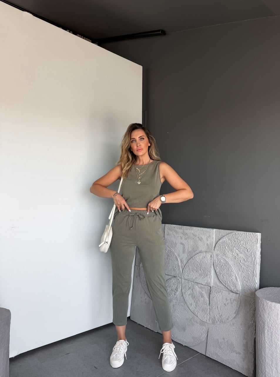 Haki Sıfır Kol Pike Basic Takım