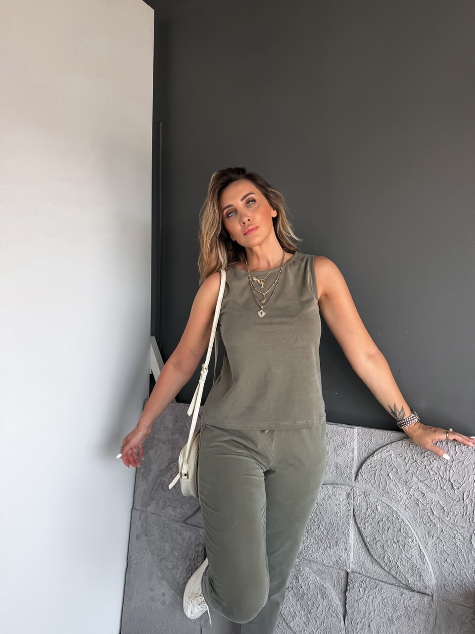 Haki Sıfır Kol Pike Basic Takım