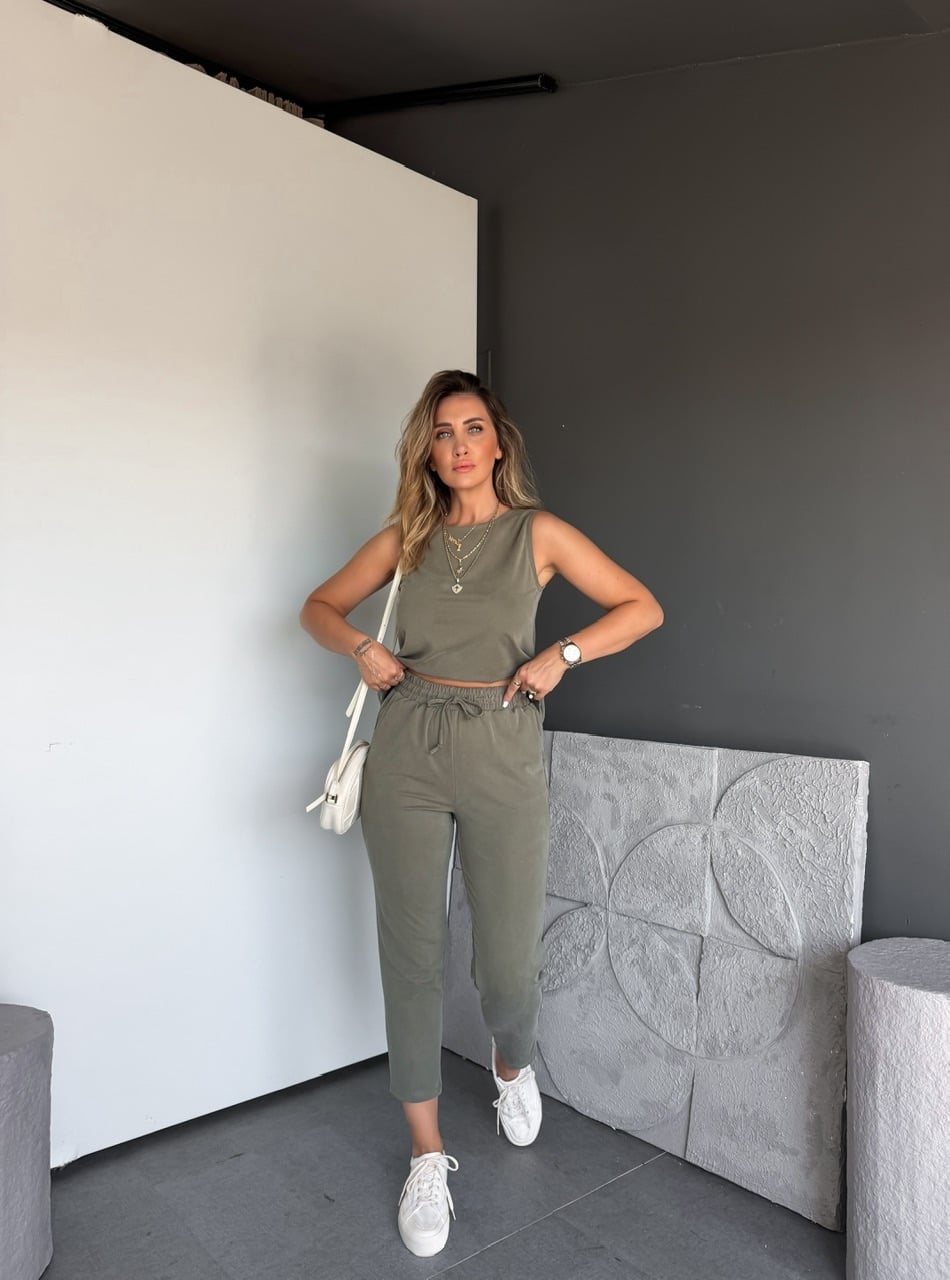 Haki Sıfır Kol Pike Basic Takım