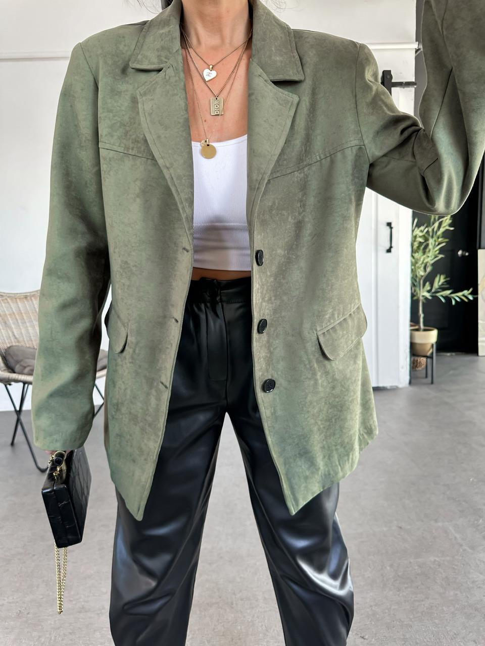 Haki Süet Oversize Ceket