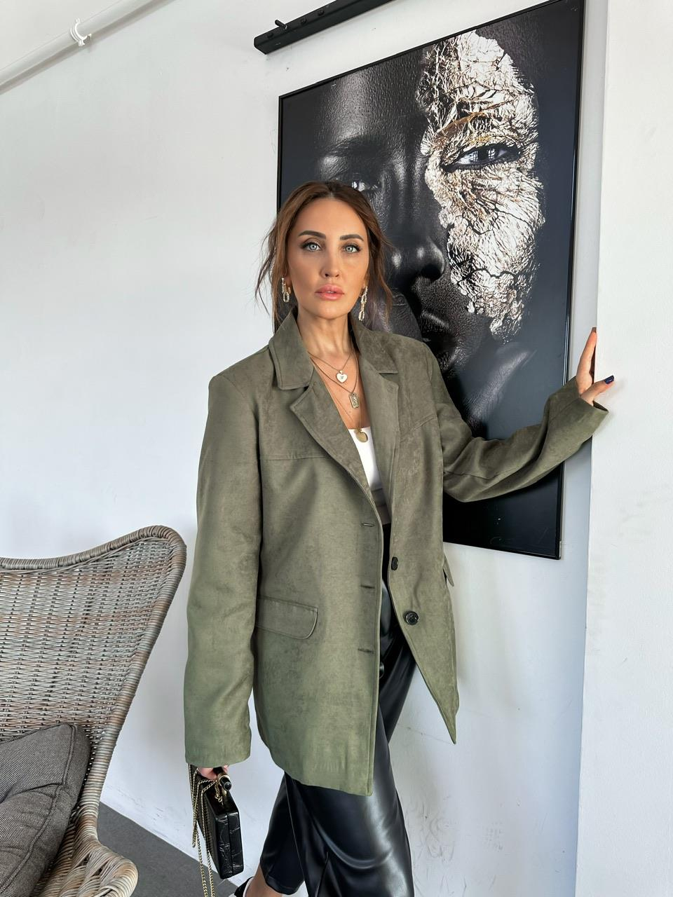 Haki Süet Oversize Ceket