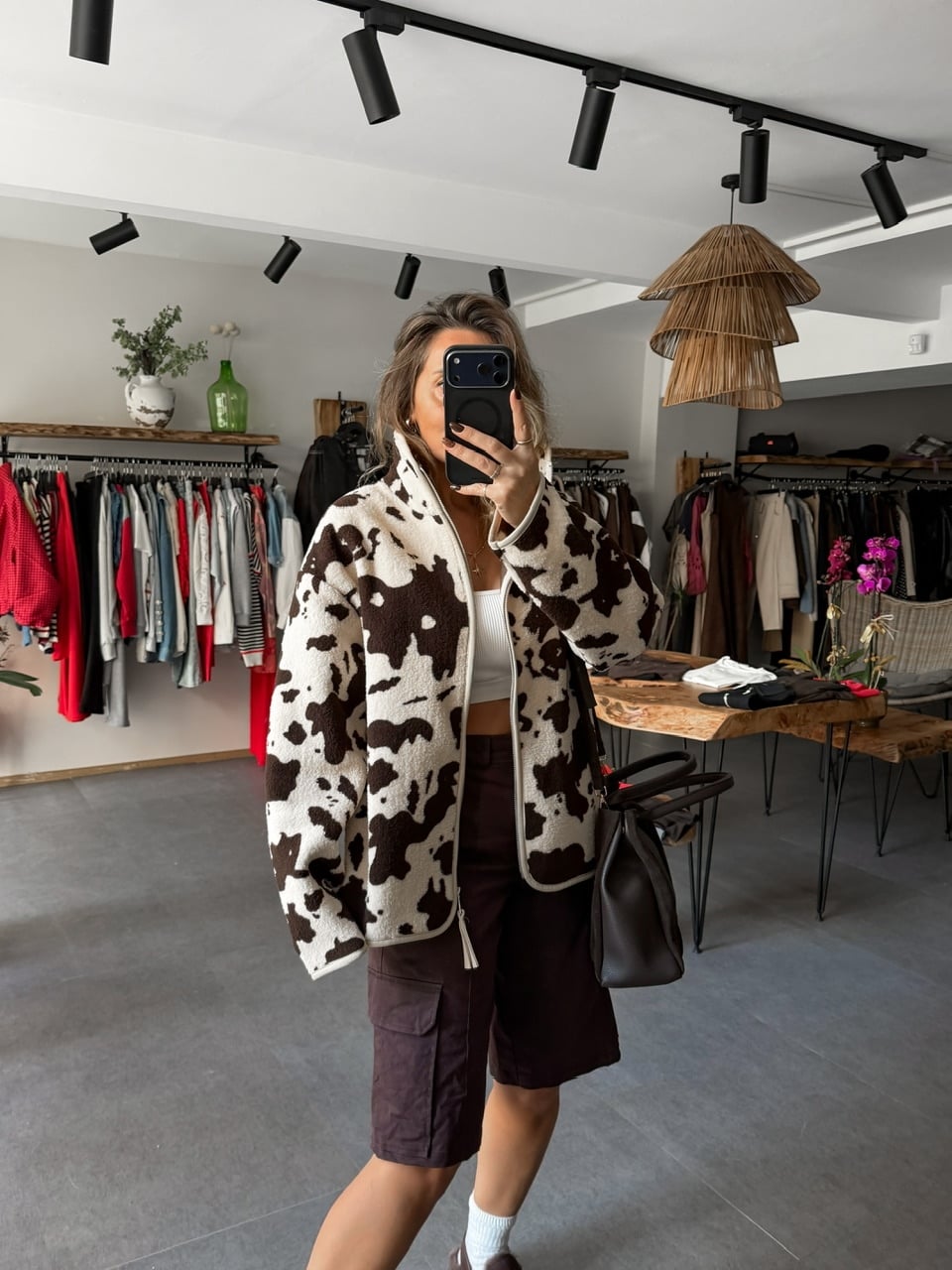 Kahve Animal Desen Teddy Mont