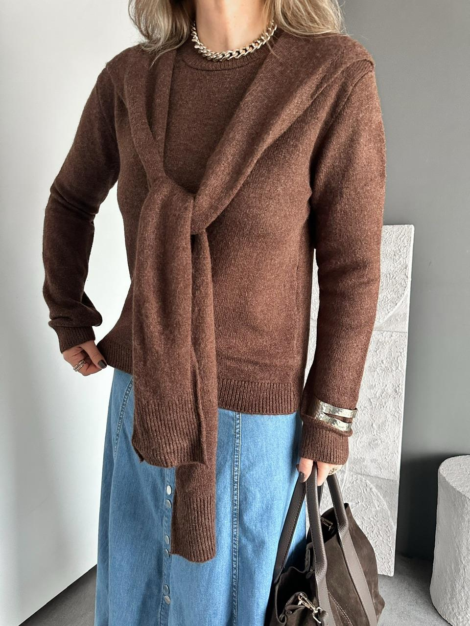 Kahve Bağlamalı Basic Kazak