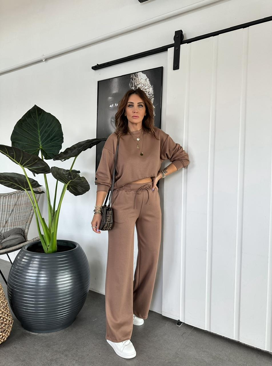 Kahve Beli İpli Yırtmaçlı Basic Takım