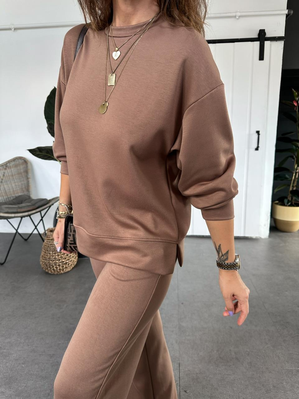 Kahve Beli İpli Yırtmaçlı Basic Takım