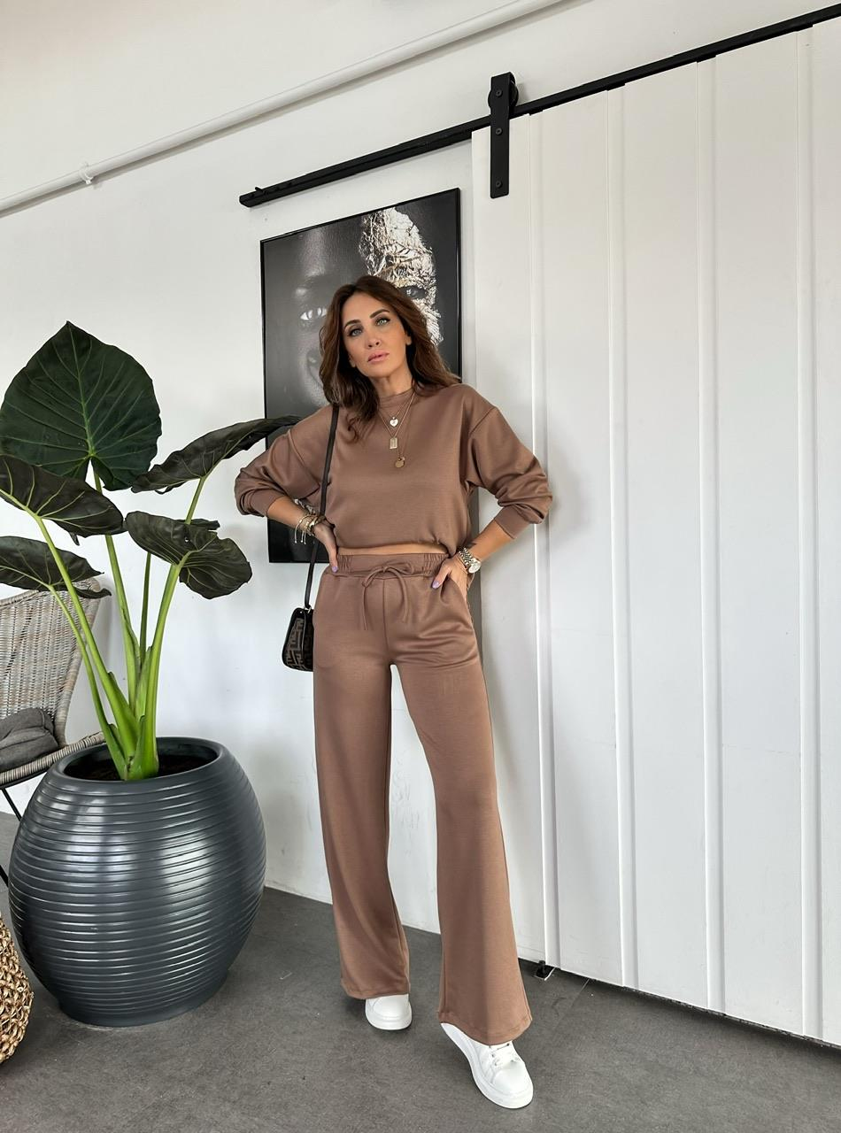 Kahve Beli İpli Yırtmaçlı Basic Takım