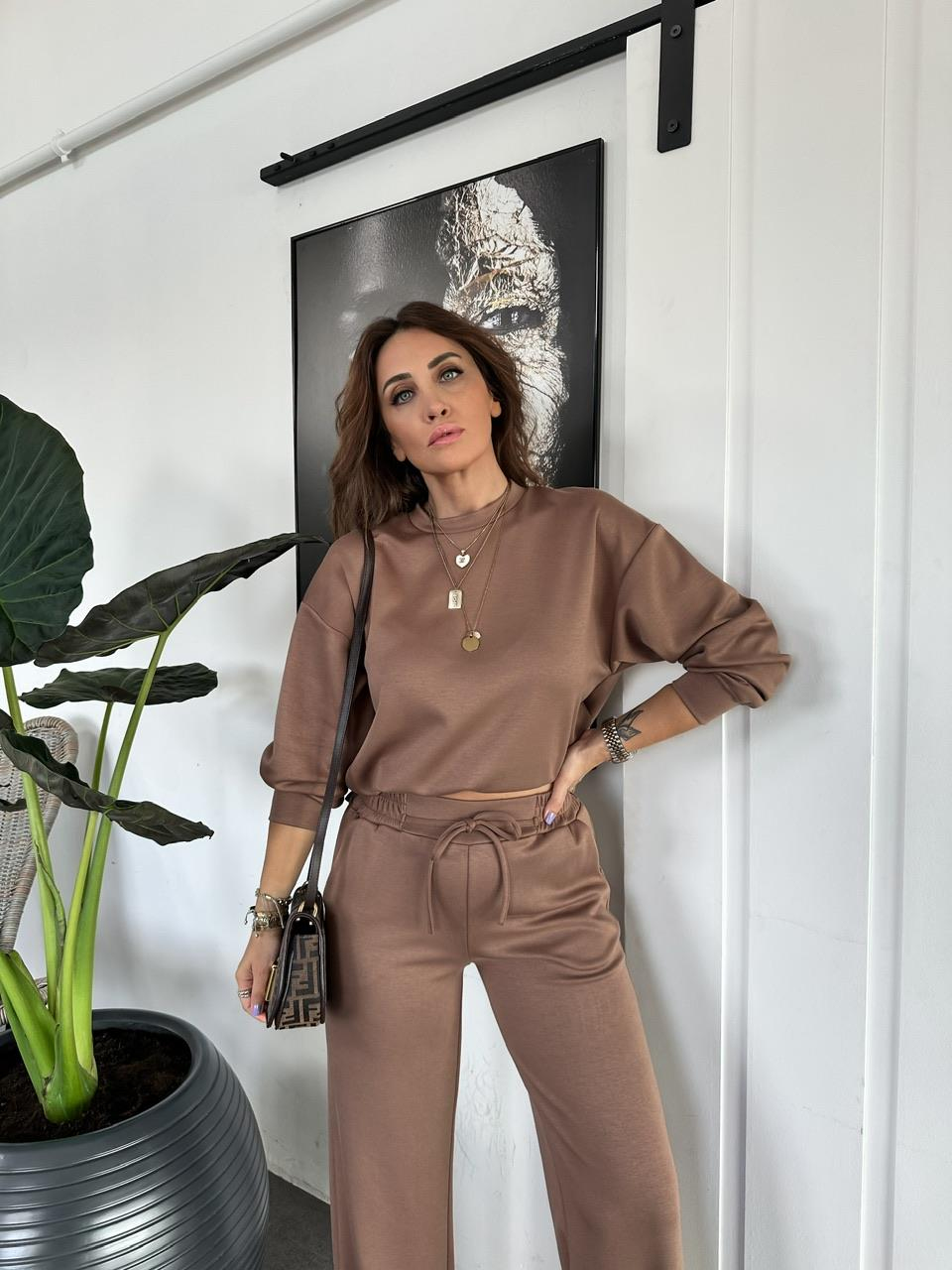 Kahve Beli İpli Yırtmaçlı Basic Takım