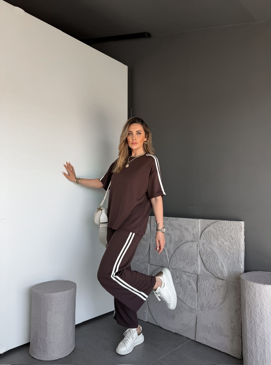 Kahve Beyaz Biyeli Modal Basic Takım