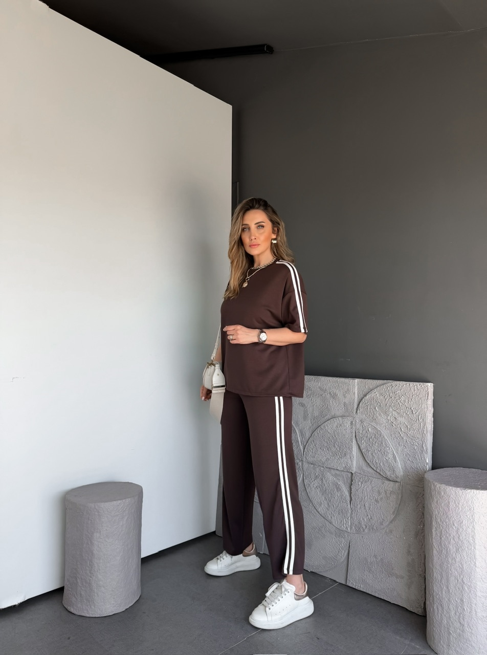 Kahve Beyaz Biyeli Modal Basic Takım