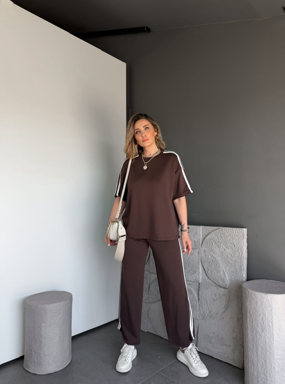 Kahve Beyaz Biyeli Modal Basic Takım