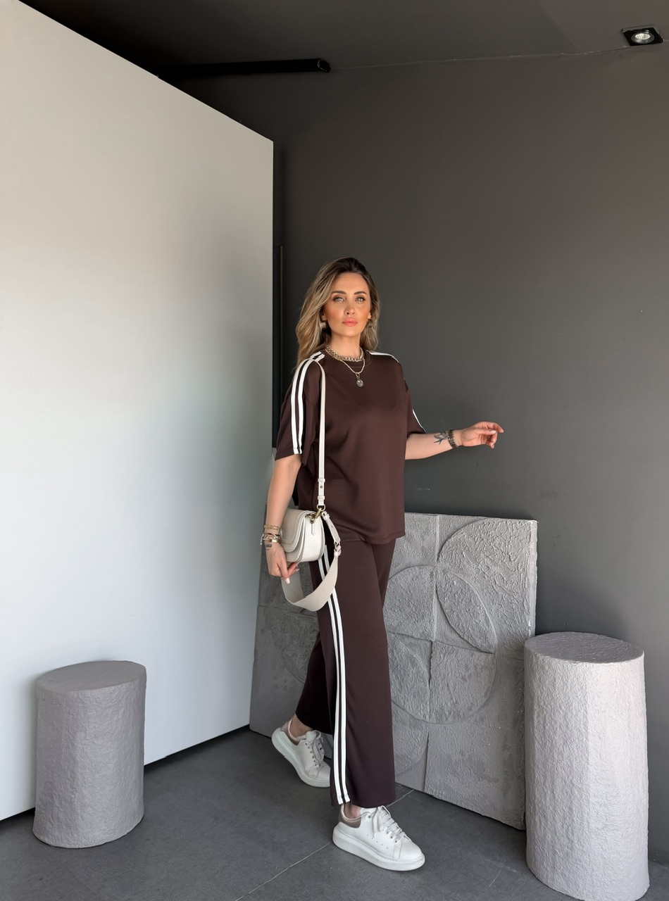 Kahve Beyaz Biyeli Modal Basic Takım