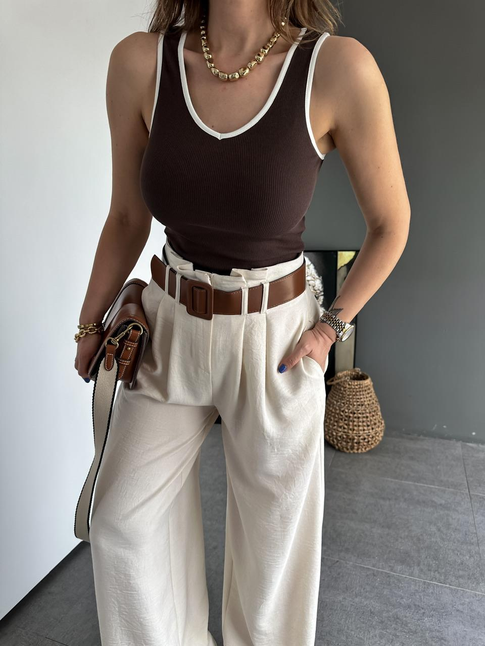 Kahve Biyeli Cotton Atlet