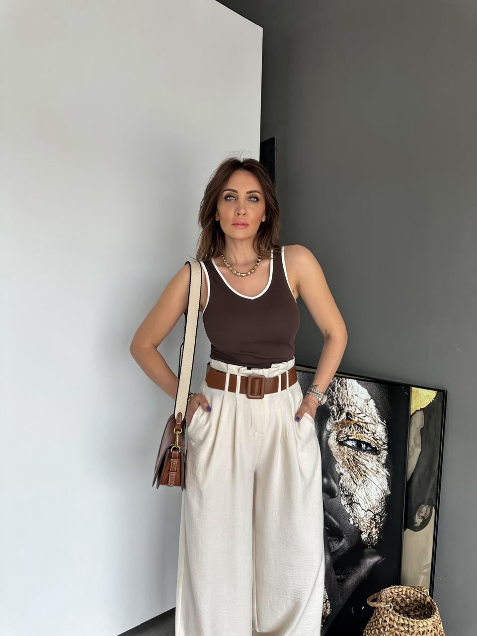 Kahve Biyeli Cotton Atlet
