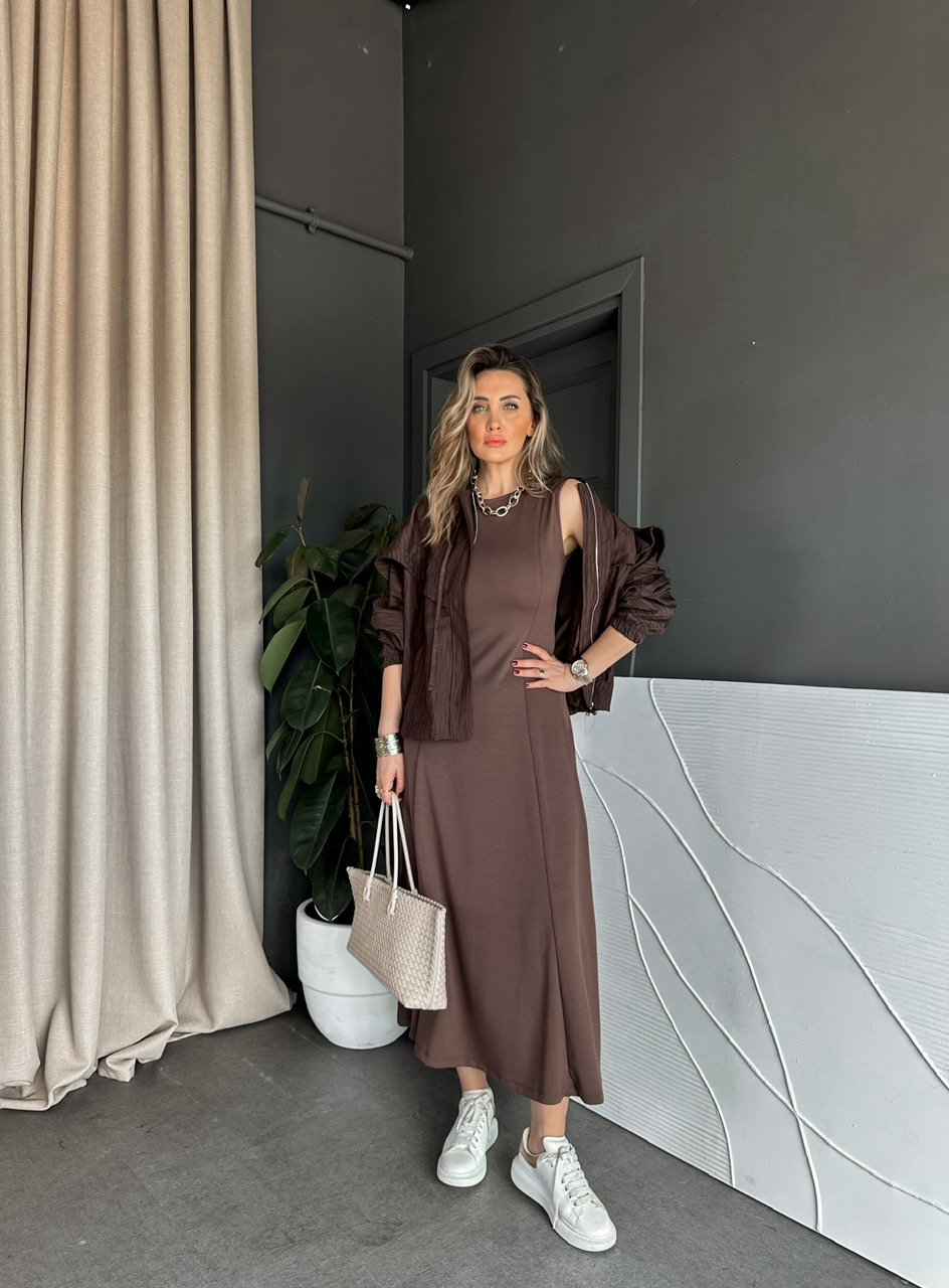 Kahve Ceket Elbise Premium Takım