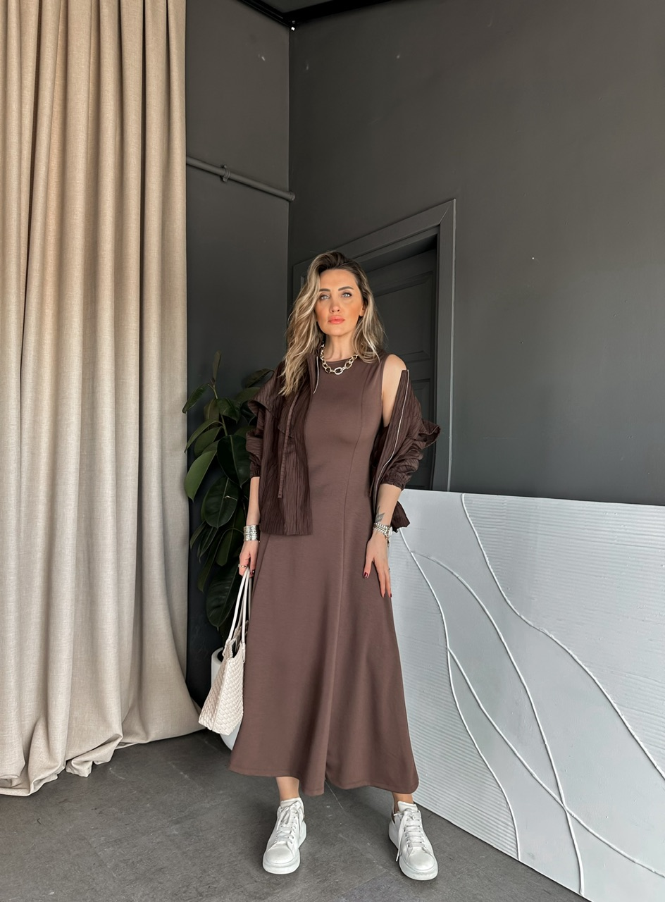 Kahve Ceket Elbise Premium Takım