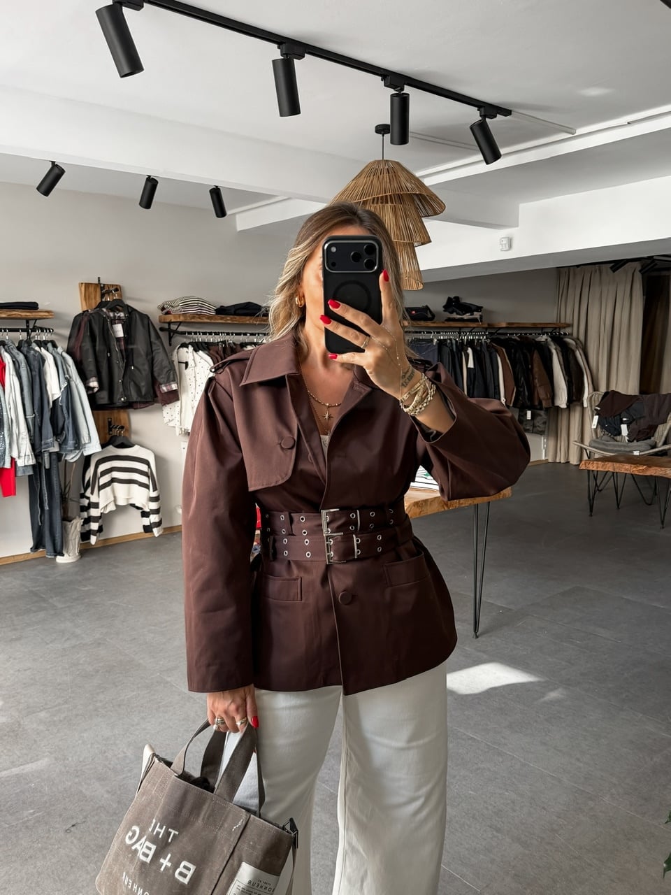 Kahve Çift Kemerli Premium Trençkot