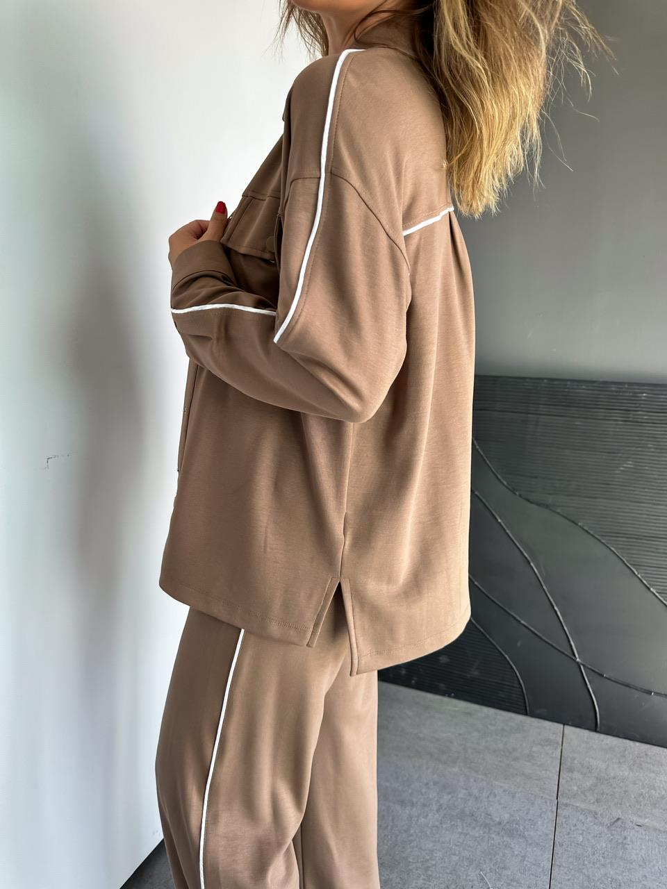 Kahve Çıtçıtlı Biyeli Modal Takım