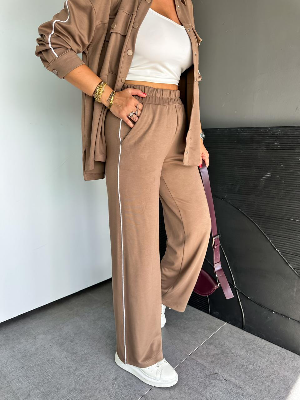Kahve Çıtçıtlı Biyeli Modal Takım
