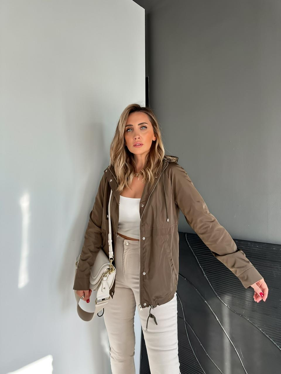 Kahve Cıtcıtlı Kapşonlu Yağmurluk