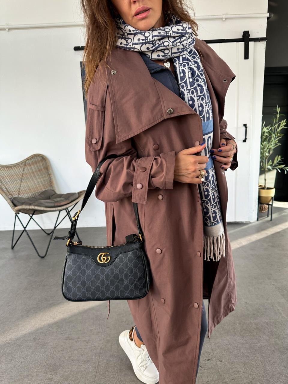 Kahve Çıtçıtlı Manşetli Trençkot