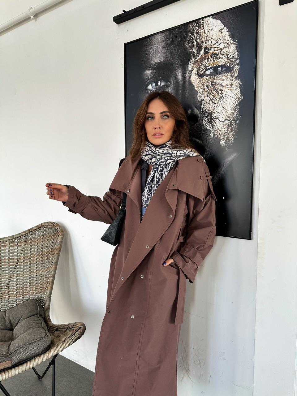 Kahve Çıtçıtlı Manşetli Trençkot